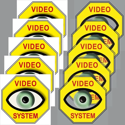 GREENIT 5+5 Aufkleber Video Auge gelb 5cm Alarm System Set für Innenseite Fensterscheibe