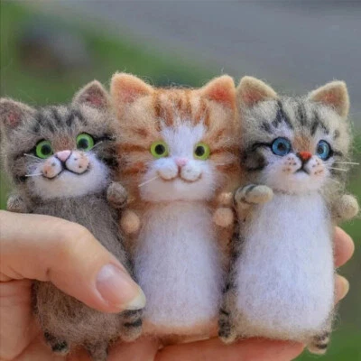 1 Set DIY Needle Craft Cat Felting Wool Felt Material Kit Plush For Beginner - Image 1 of 4