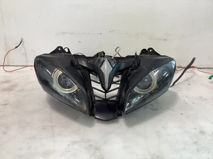 08-16 YAMAHA YZF R6 FRONT HEADLIGHT ANGEL HALO EYES LED XENON (BLUE) - Picture 1 of 5