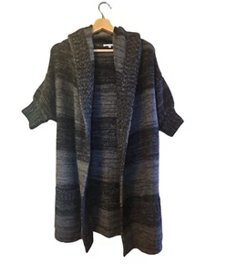 Cárdigan abierto con capucha Vince Alpaca lana cachemira talla XS negro/gris - Imagen 1 de 7