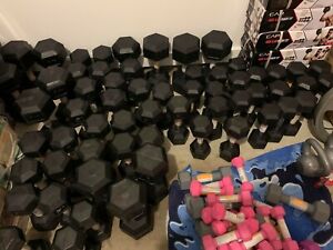 NEW CAP COATED RUBBER HEX DUMBBELLS select-weight 10,15,20,25,30,40LB FREE SHIP