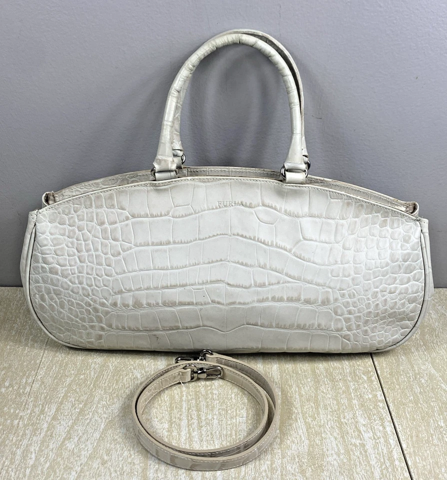 Bandolera/bolso de hombro Furla de cuero de cocodrilo blanco en relieve Hobo Italia Foto 1 de 4