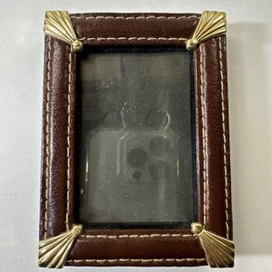 Mini Bilderrahmen für 2”x3” Foto rotes Leder mit Goldrand SCHÖN - Bild 1 von 7