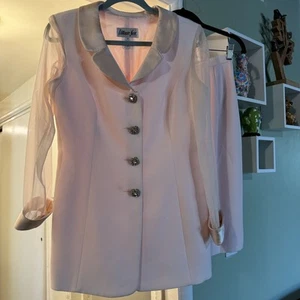 Vintage Barbie Baby Pink Rhinestone Silk Blazer and Skirt Suit Set Size 10 - Picture 1 of 11
