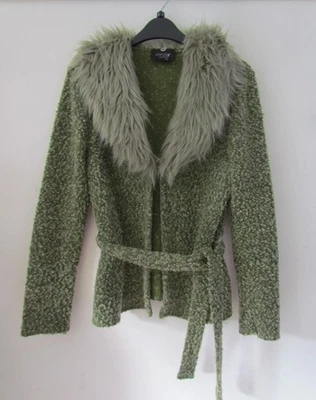 Principles Vintage 90s  Boucle Knit Jacket size 12 Womens faux fur collar - Image 1 of 4