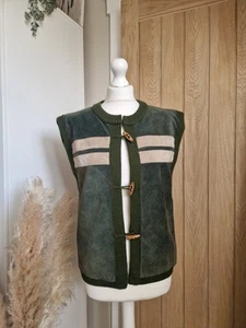 One Of A Kind Ladies Vintage Selfridges London Suede & Wool Gilet With Toggles - Picture 1 of 4
