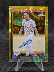 2024-25 Topps Chrome UEFA Club Comp BENJAMIN SESKO Chrome Auto Gold Lava /50 - Picture 1 of 2