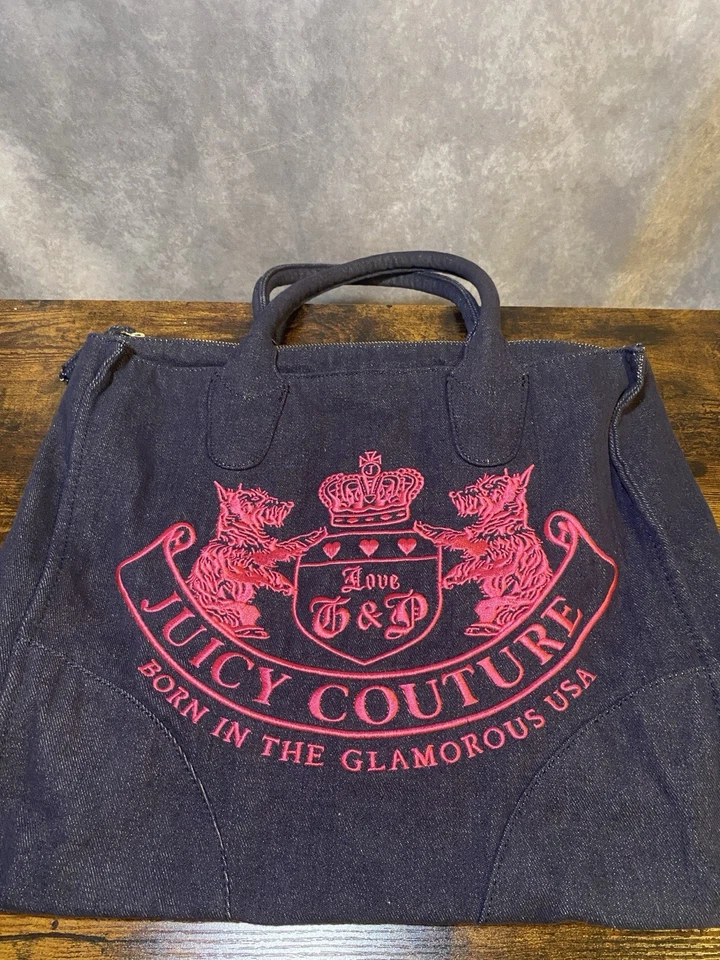 Bolso de Mano Juicy Couture Vintage Y2K Denim Rosa Bordado Foto 1 de 4