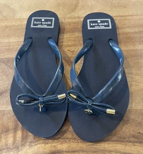NEU Kate Spade Foxy Flip-Flop Sandalen blau Schleife Anhänger Slide Damengröße 5-6 - Bild 1 von 5
