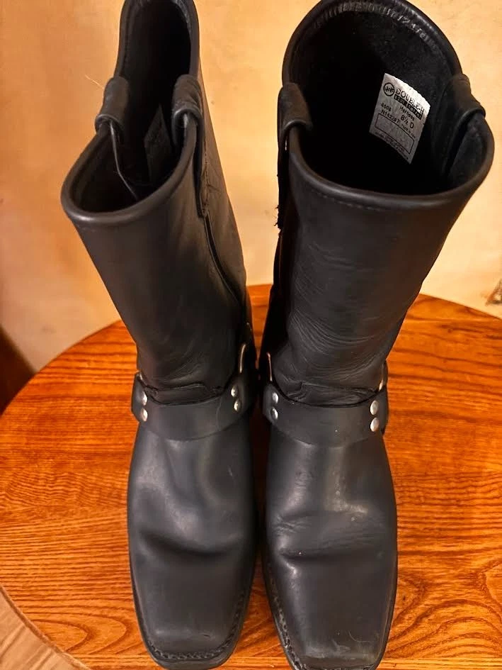 DOUBLE-H 8.5 Arnés Punta Cuadrada Motociclista Motocicleta Botas de Cuero Negras para Hombre Foto 1 de 4