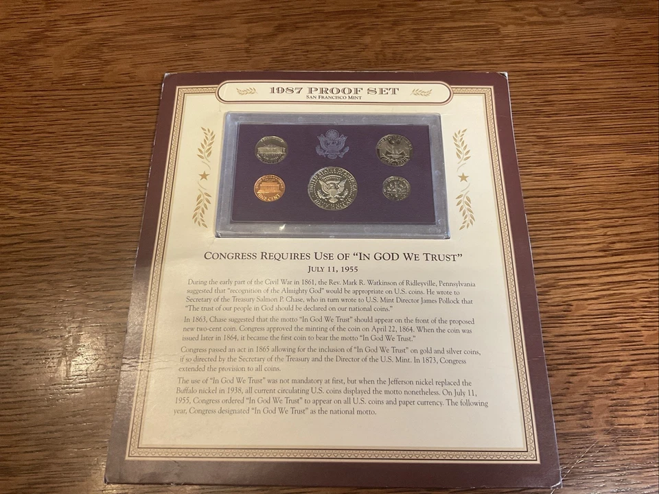 1987 San Francisco Mint Proof Set with Historic 1955 IN GOD WE TRUST - Image 1 of 4