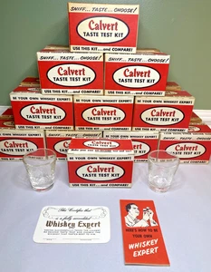NOS Vintage Calvert Whiskey Taste Test Kit Glass Shot Glasses w/ Instructions - Picture 1 of 9