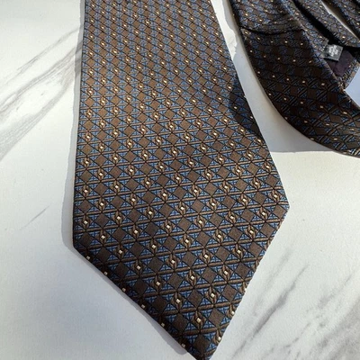 "Corbata para hombre Henry Grethel 100 % seda importada patrón geométrico 57x4""" Foto 1 de 4