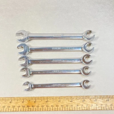 Snap-on Flare Nut Open End Combination Wrench Set 5 Pc SAE Chrome RXS Series USA - Image 1 of 4