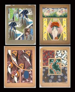 4 Original Pochoir Plates Idées by Georges Darcy Pages 2, 5, 8, 12 1933 Art Deco - Picture 1 of 10