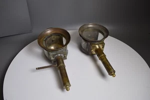 Antique Qty~2 Solid Brass Gas Lantern Buggy Carriage Horse Drawn Wall Mount - Picture 1 of 7