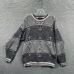 Suéter Tony Lambert Para Hombres L Tejido Negro Blanco Geométrico Abuelo Papá Cabincore EE. UU. - Imagen 1 de 9