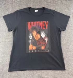 Whitney Houston Shirt Womens XL Black Graphic Band Tee Shirt R&B Singer Cotton - Picture 1 of 16