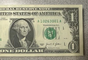NUEVO BILLETE DE DÓLAR DE $1 FRANCO 2021 A/A. BLOQUE (fw) (BOSTON “A”) SIN CIRCULAR - Imagen 1 de 15