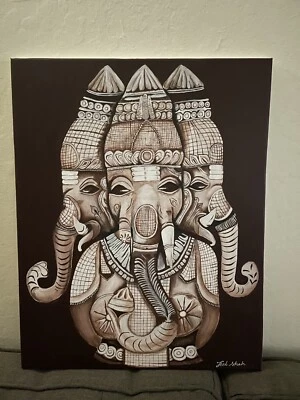 Obra de arte pintada a mano de Lord Ganesha Foto 1 de 4