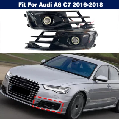Faro antiniebla izquierdo y derecho LED DRL halo de ángel anillos bisel para Audi A6 C7 2016-2018 Foto 1 de 4