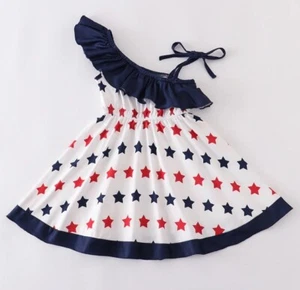 NEW 4th of July Girls Boutique Patriotic Star Dress - Picture 1 of 12