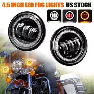 Pair 4.5'' LED Passing Lights Spot DRL Turn Signal Lamps For Road King 1994-2022 - Foto 1 di 13