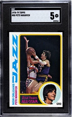 1978-79 Topps PETE MARAVICH Utah Jazz #80 SGC 5 EX Condition! (3) - Image 1 of 2