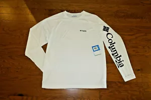 OS ❤️COLUMBIA SUPER SPORTS TOP WORK OUT LOOSE LONG SLEEVE WHITE SWIM YOGA CAMPUS - Picture 1 of 5