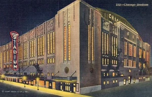 Corner View of the Chicago Stadium At Night Sports Postcard - Picture 1 of 2