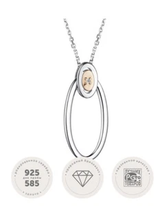Plata Genuina 925 Colgante Scharm con Collar 40-45cm con Diamante & Oro Rojo 585 - Imagen 1 de 5