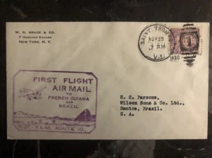 1930 Saint Tomas Virgin Island USA Erstflugbrief FFC nach Santos Brasilien - Bild 1 von 2