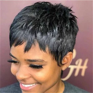 Women's Pixie Cut Wigs Fashion Short Black Straight Synthetic Hair for Daily Use - Picture 1 of 11