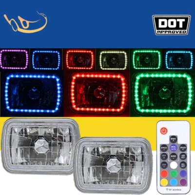 Par de faros halo LED SMD multicolor RGB para camioneta Toyota Tacoma 7X6 pulgadas 7" Foto 1 de 4