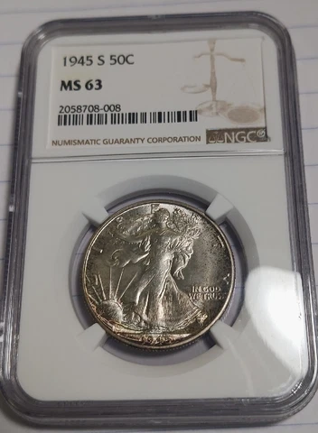 1945-S 50c Walking Liberty Half Dollar NGC  MS63 Item# 3995 Cover