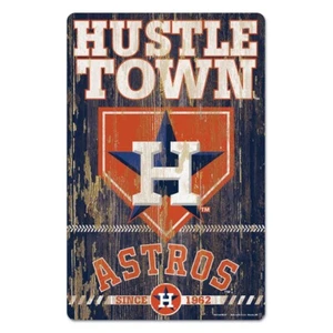 HOUSTON ASTROS HUSTLE TOWN SINCE 1962 WOOD SIGN 11"X17'' NEW WINCRAFT 👀 - Picture 1 of 1