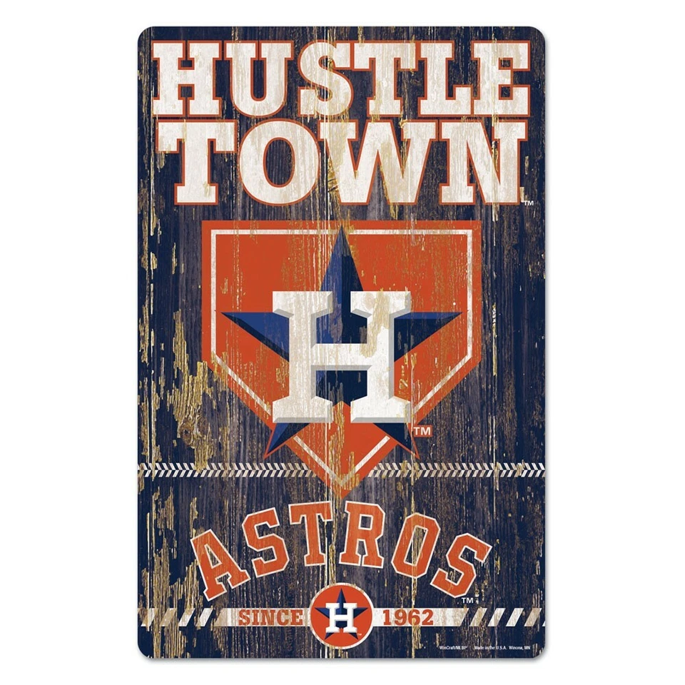 HOUSTON ASTROS HUSTLE TOWN SINCE 1962 WOOD SIGN 11"X17'' NEW WINCRAFT 👀 - Image 1 of 1