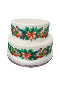 Cake Topper Weihnachten Rotkehlchen Geschenkband Bordüre essbar A4 Deko Glasur Blatt - Bild 1 von 7