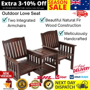 Wooden Garden Park Bench Outdoor Jack & Jill Love Seat Patio Chair Furniture AU - Picture 1 of 12