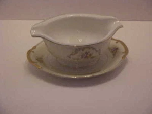Noritake Japan China Pink Yellow Rose Bouquet and Scrolls Gravy with Underliner - Picture 1 of 4