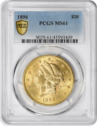 1896 $20 Gold Liberty Head MS61 PCGS Cover