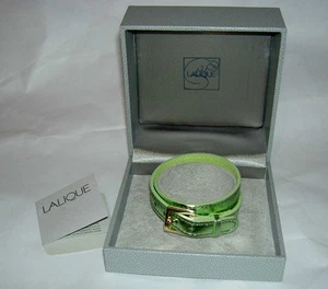 Pulsera LALIQUE Paris Verde Luz Lámina Cuero Doble Envoltura para Dije Nuevo en Caja - Imagen 1 de 6