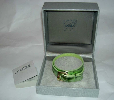 LALIQUE Paris Light Green Foil Leather Double Wrap Bracelet for Charm New in Box - Image 1 of 4