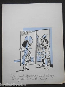 CLIFFORD C LEWIS “CLEW” Original Pen & Ink Cartoon - Door to Door Salesman #16 - Picture 1 of 1