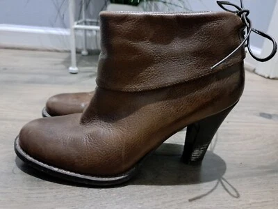BRONX Botines Cuero Espalda Encaje Marrón Puño Doblado Mujer Talla EU 40 US 9/9.5 Foto 1 de 4