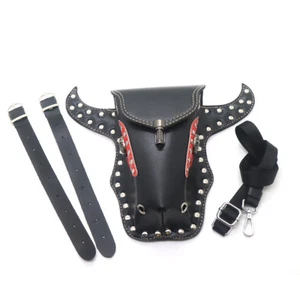 New Universal Motorcycle Black PU Leather Handlebar Sissy Bar Saddlebag Tool Bag - Picture 1 of 10