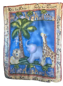 VTG Zoo Animals Baby Crib Handmade Comforter Quilt Lion Monkey Giraffe Bear READ - Picture 1 of 10