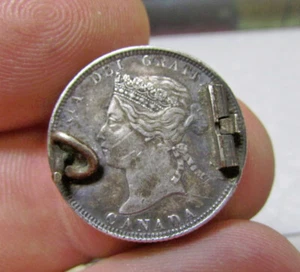 antike Kanada 25 ct Münze zur Pin gemacht, Hobo Art, Ende 1800 Canada Quarter - Bild 1 von 4