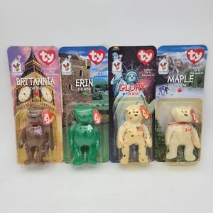 McDonalds TY 1999 Beanie Babies conjunto de 4 raros errores de etiqueta Erin Britannia Glory Maple - Imagen 1 de 23