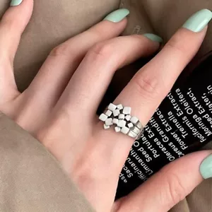 Solid 925 Sterling Silver Ring Meditation Statement Chic UK Seller Women Girls - Picture 1 of 6